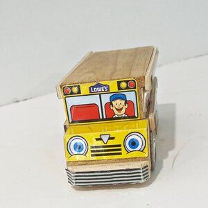 LOWES Build & Grow Solid  Wood School Bus Toy Vintage